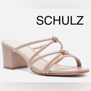 NWOT SCHUTZ Princey Leather Sandal in Beige.